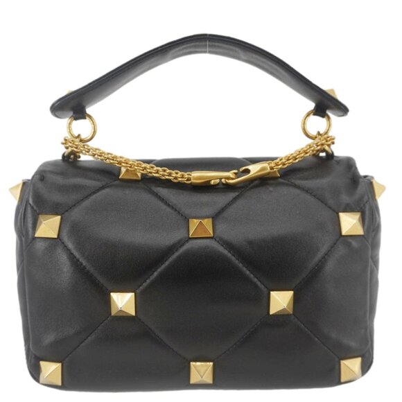 Valentino  Garavani Roman Stud Medium Leather Crossbody Bag Black - Picture 4 of 13